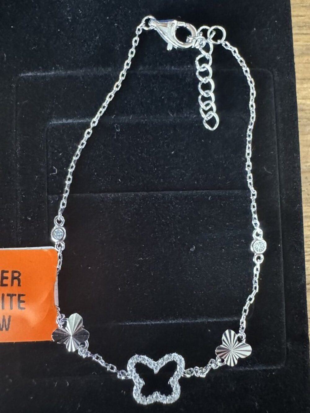 Moissanite Butterfly Bracelet 0.50 CTW 925 Sterling Silver Adjustable 7"+1"